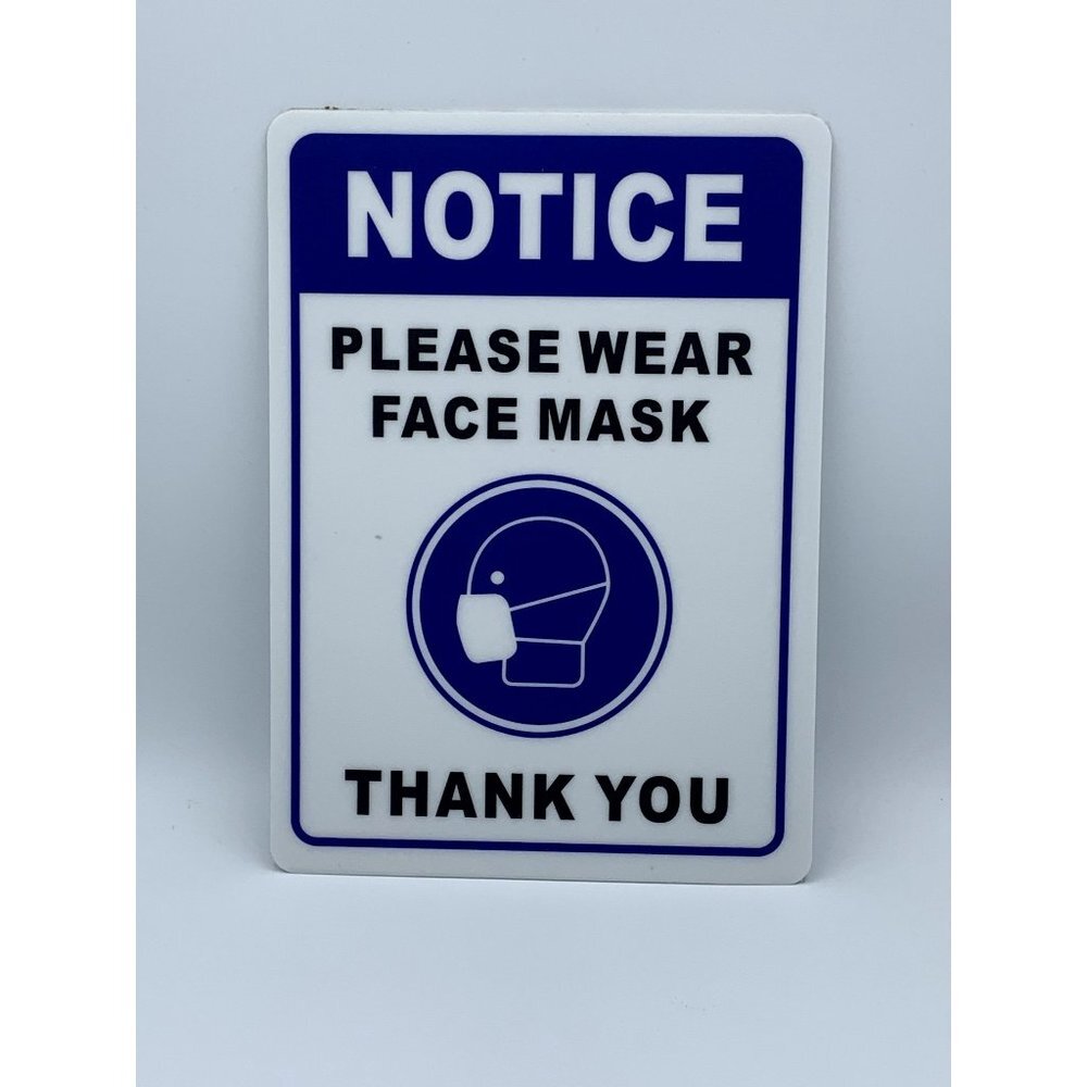 Face Mask Sign Notice. Plastic 7in x 10in, 4 pack