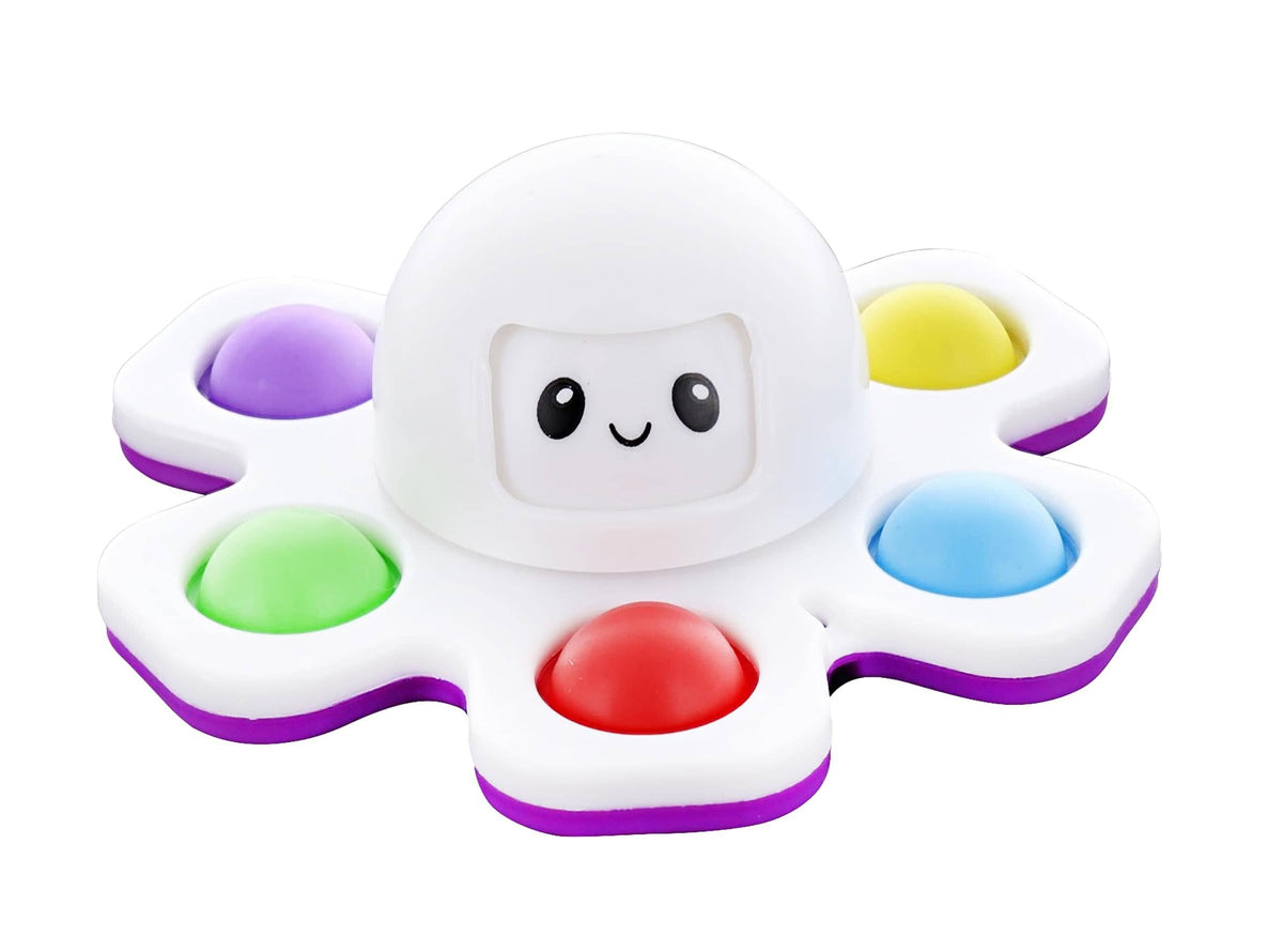 White Octopus Plastic 6 Button Fidget Spinner Toy
