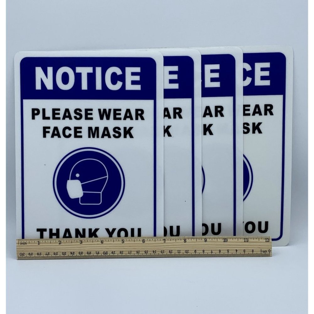 Face Mask Sign Notice. Plastic 7in x 10in, 4 pack