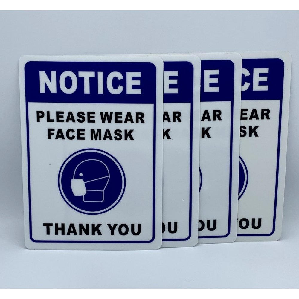 Face Mask Sign Notice. Plastic 7in x 10in, 4 pack