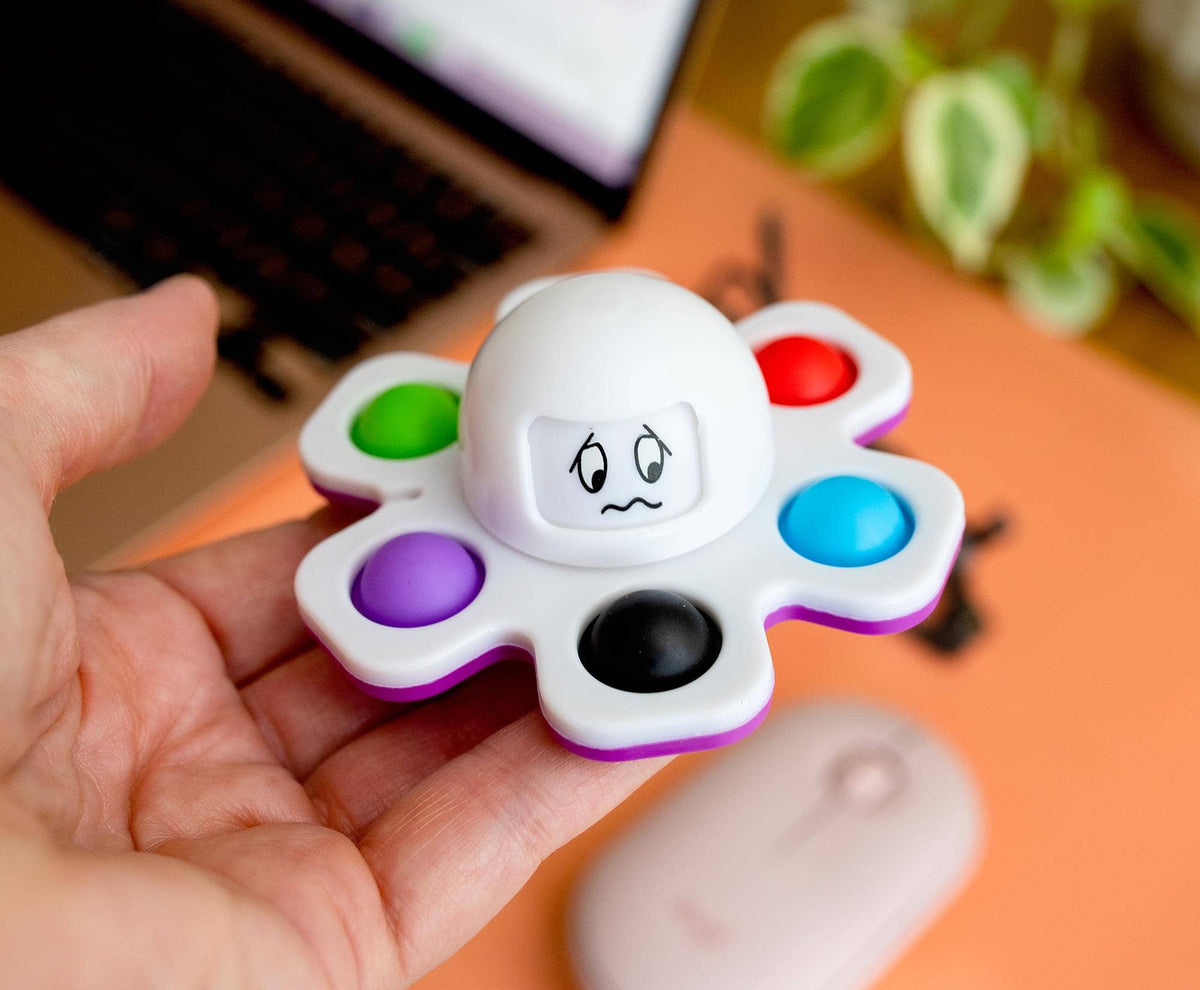 White Octopus Plastic 6 Button Fidget Spinner Toy