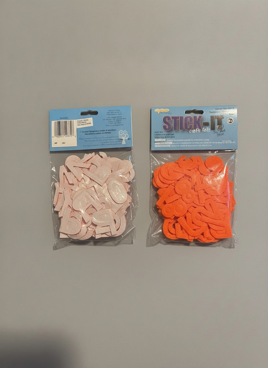 Stick-It Felt 1" Letters Numbers Tangerine 80pc Sealed
