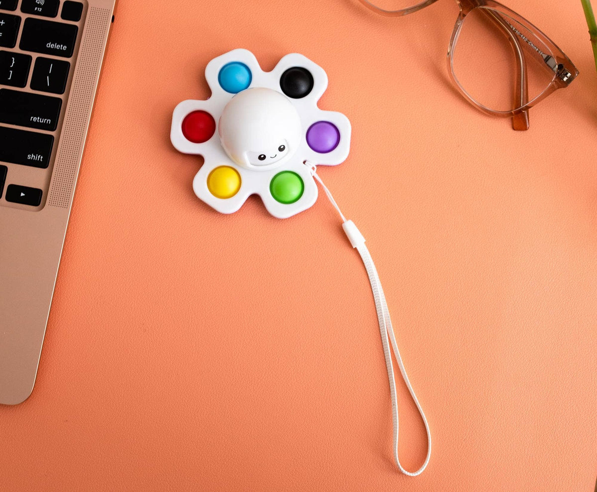 White Octopus Plastic 6 Button Fidget Spinner Toy