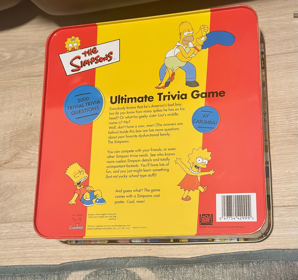Vintage Simpsons Ultimate Trivia Game Tin 2002 Appears