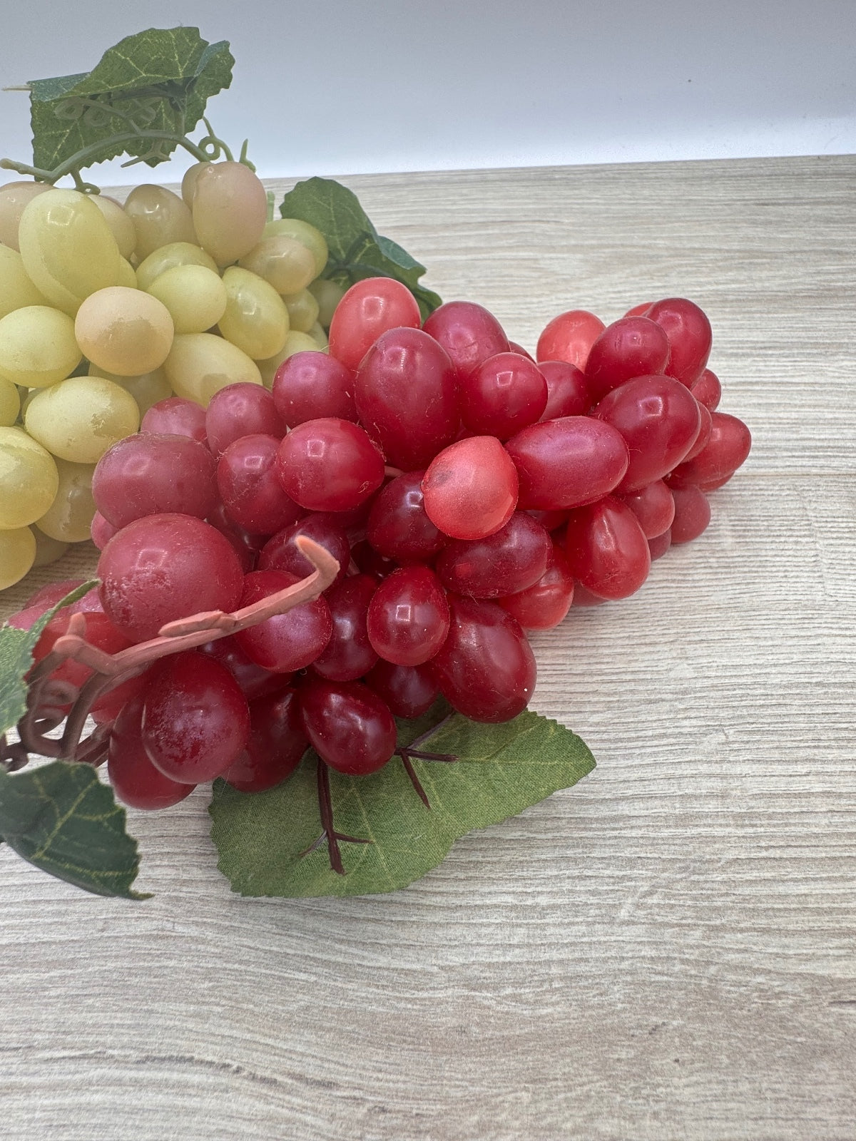 6 Large Faux Grape Clusters Red Green Rubber Fruit Decor