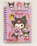 Kuromi Purple Spiral Notebook w Charm Kawaii