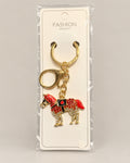 Rhinestone Horse Keychain Purse Charm Gold Tone New