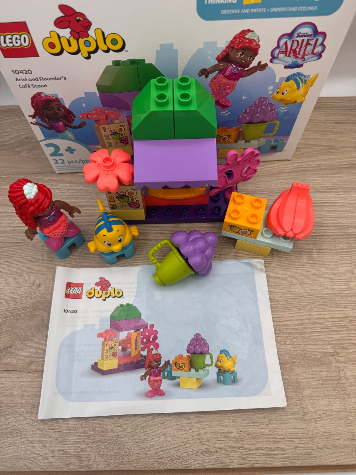 LEGO DUPLO Disney 10420 Ariel Flounder Cafe Complete open Box, Preowned