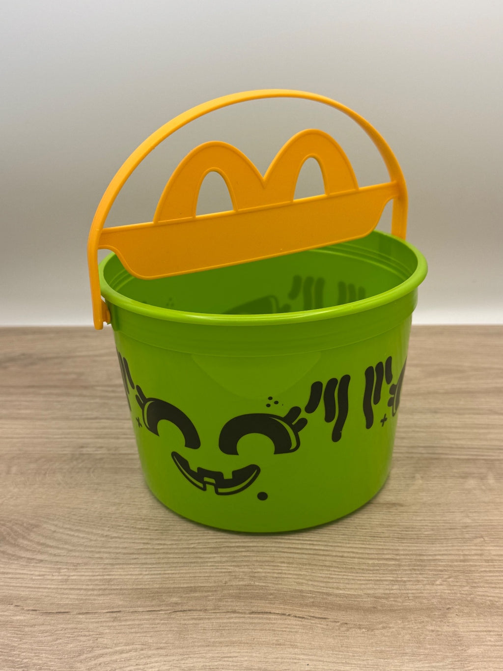 McDonald's Halloween Green Plastic Boo Bucket with Orange Handle