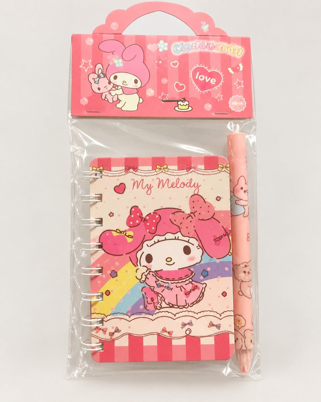 My Melody Mini Spiral Notebook Pen Set Pink Kawaii