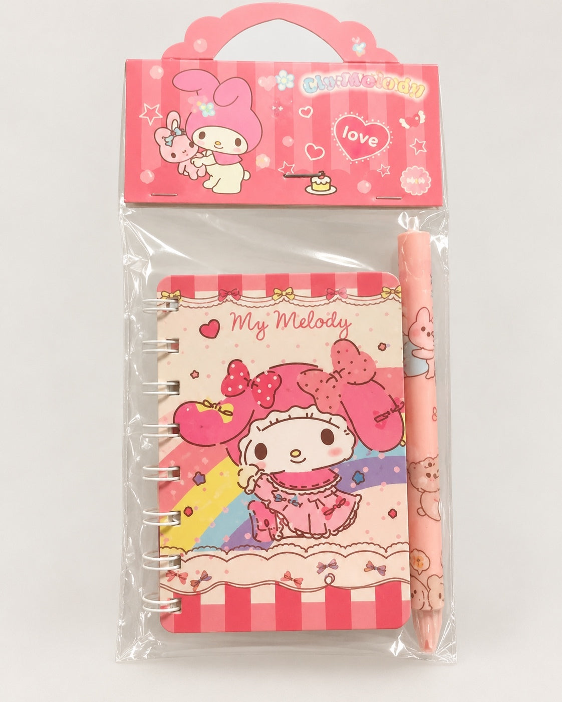 My Melody Mini Spiral Notebook Pen Set Pink Kawaii