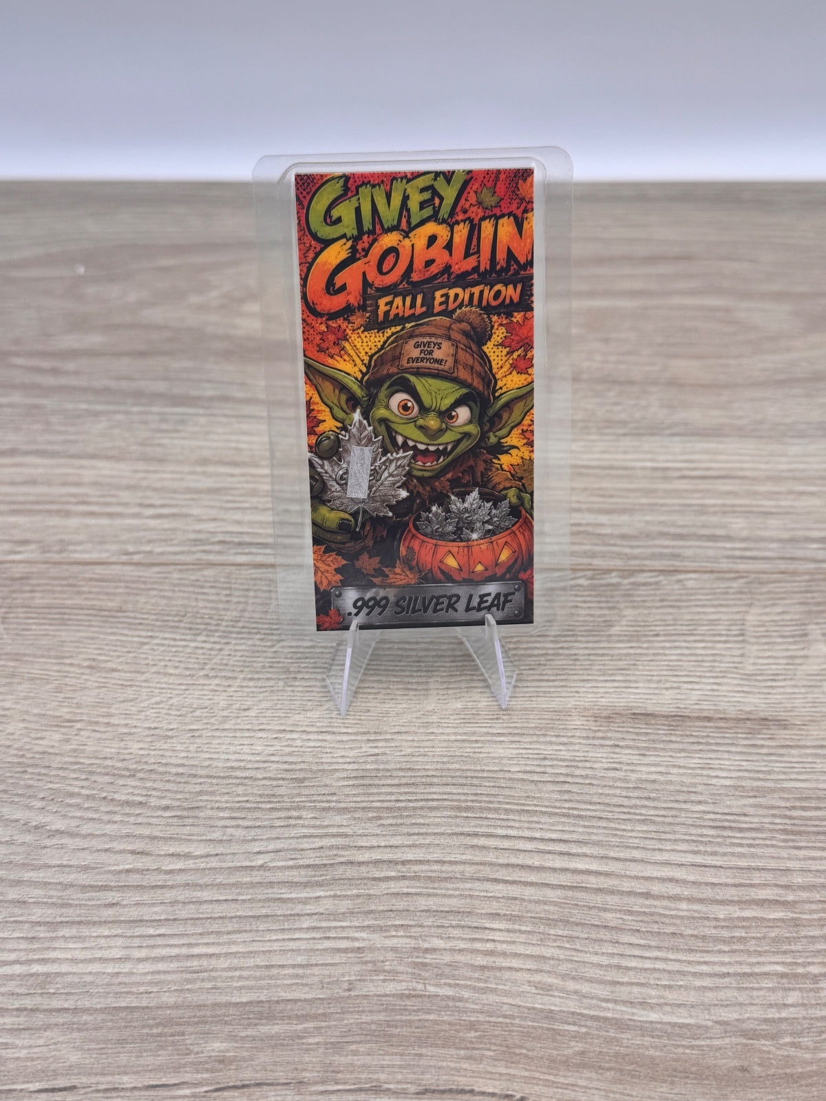 Givey Goblin Fall Edition .999 Silver Leaf Fan Art Card