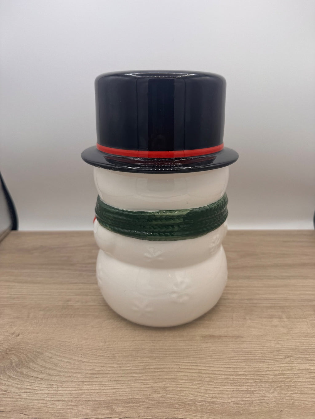 Yankee Candle Snowman Ceramic Jar Holder Top Hat Preowned