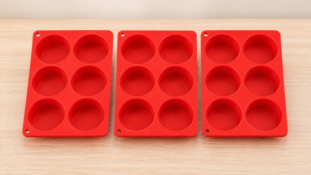 Round Silicone Molds 6 Cavity 2 Inch | Baking Craft Wax Mold | Choose 1 2 3 or 6 Red Molds