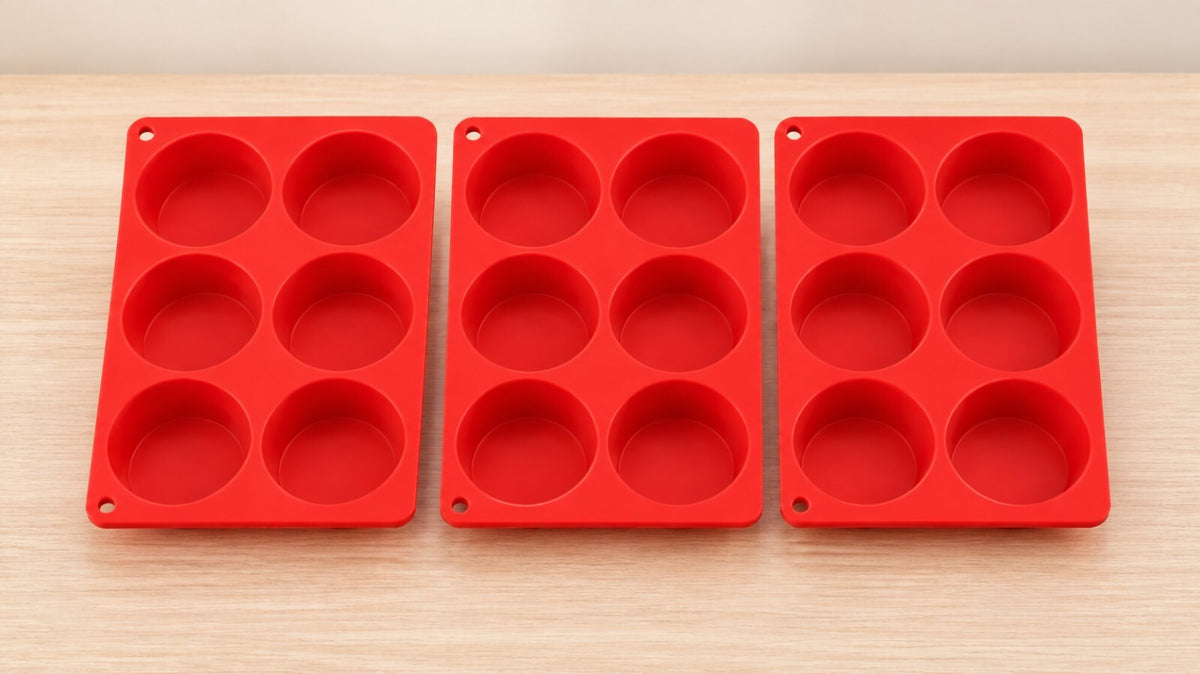 Round Silicone Molds 6 Cavity 2 Inch | Baking Craft Wax Mold | Choose 1 2 3 or 6 Red Molds