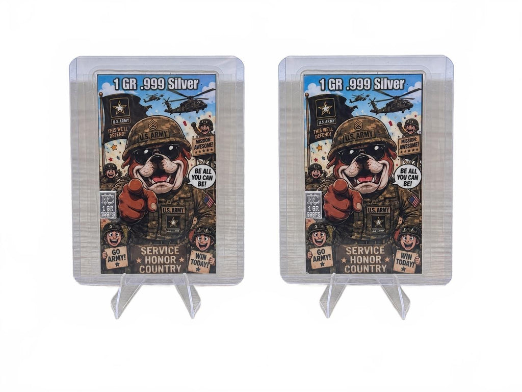 U.S. Army Dog 1 Grain .999 Silver Fan Art Cards Lot of 2