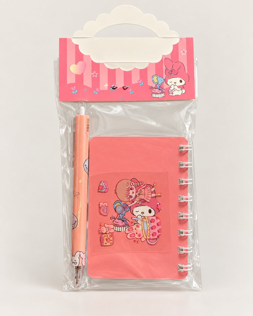 My Melody Mini Spiral Notebook Pen Set Pink Kawaii