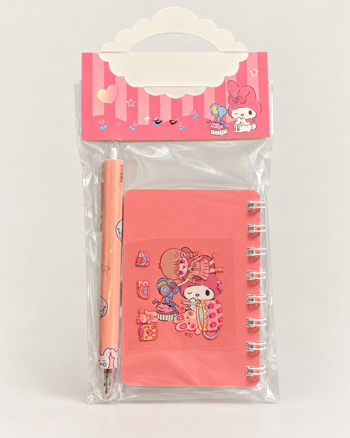 My Melody Mini Spiral Notebook Pen Set Pink Kawaii