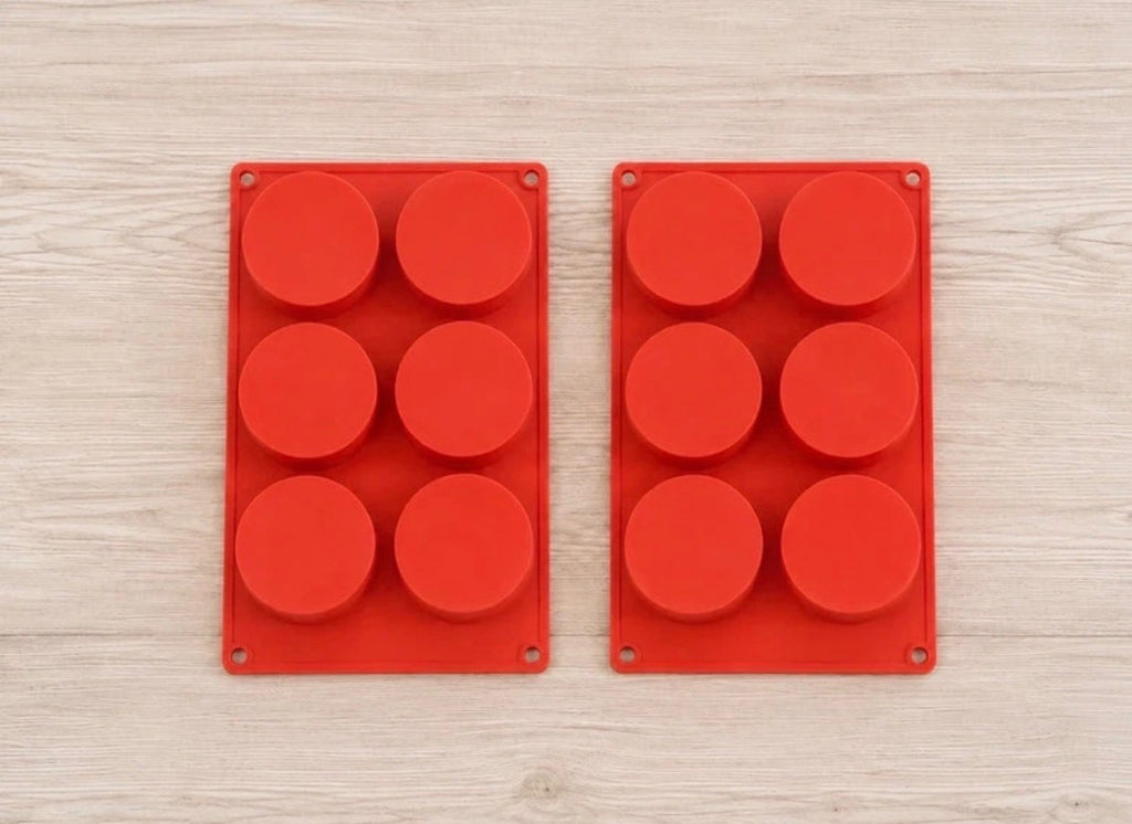 Round Silicone Molds 6 Cavity 2 Inch | Baking Craft Wax Mold | Choose 1 2 3 or 6 Red Molds