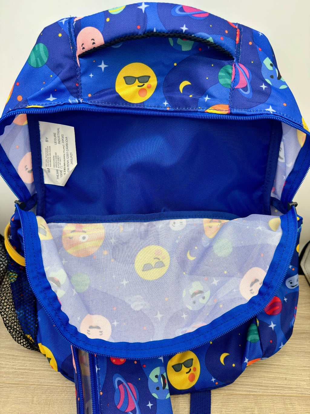 Kids Space Planet Emoji Backpack Matching Pencil Pouch Blue