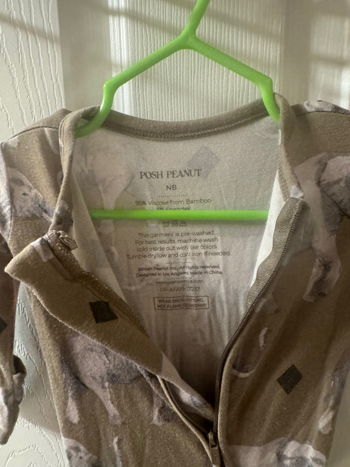 Posh Peanut Elephant Bamboo Footie Pajamas Newborn NB