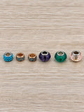 6pc Large Hole Charm Bead Lot Rhinestone Faceted