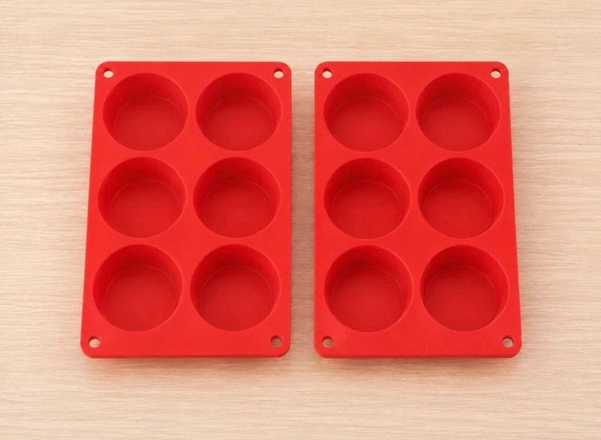 Round Silicone Molds 6 Cavity 2 Inch | Baking Craft Wax Mold | Choose 1 2 3 or 6 Red Molds