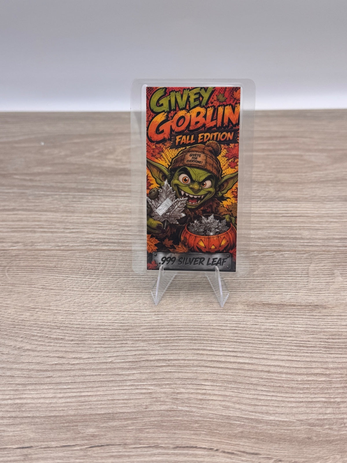 Givey Goblin Fall Edition .999 Silver Leaf Fan Art Card