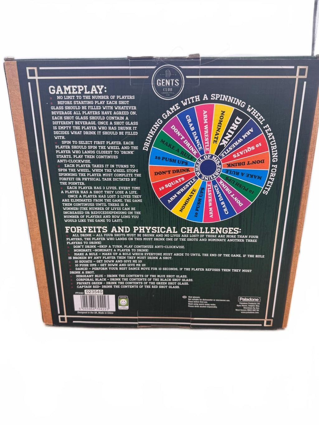 Paladone Wheel of Mis-Fortune Drinking Party Game Preowned