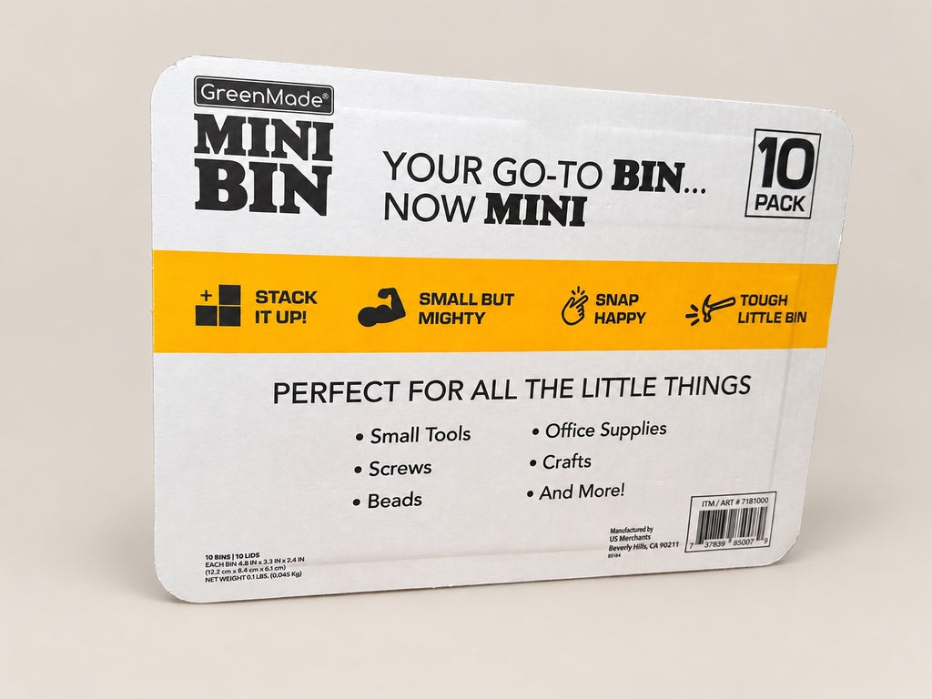 GreenMade Mini Bin 10 Pack Storage Bins w/ Lids Black Yellow