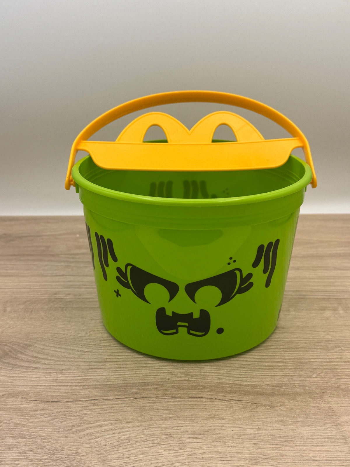 McDonald's Halloween Green Plastic Boo Bucket with Orange Handle
