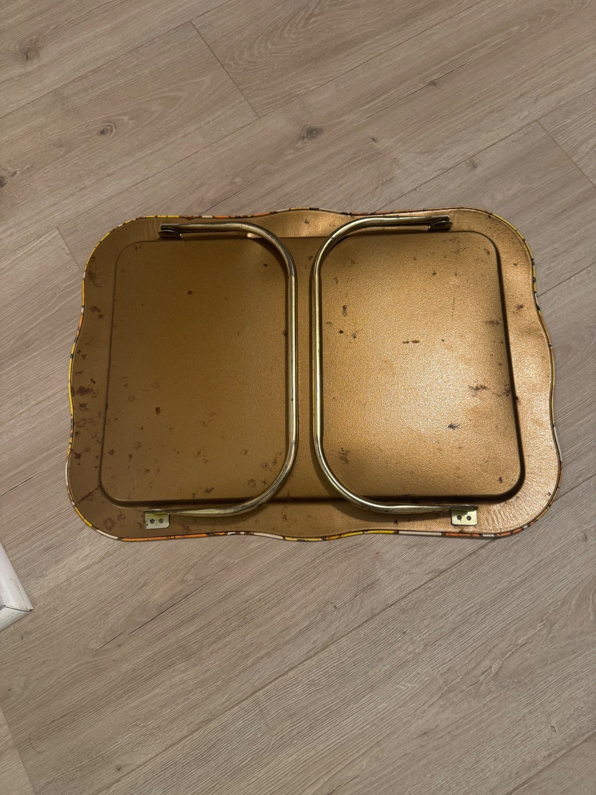 Vintage 1970s Floral Metal Folding Lap TV Bed Tray Retro