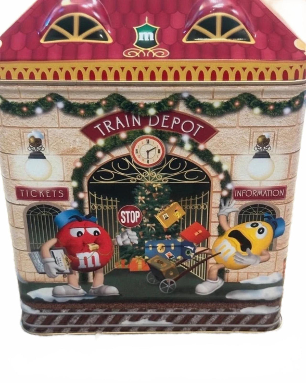 2001 M&M's Christmas Village Train Depot #13 Tin Vintage