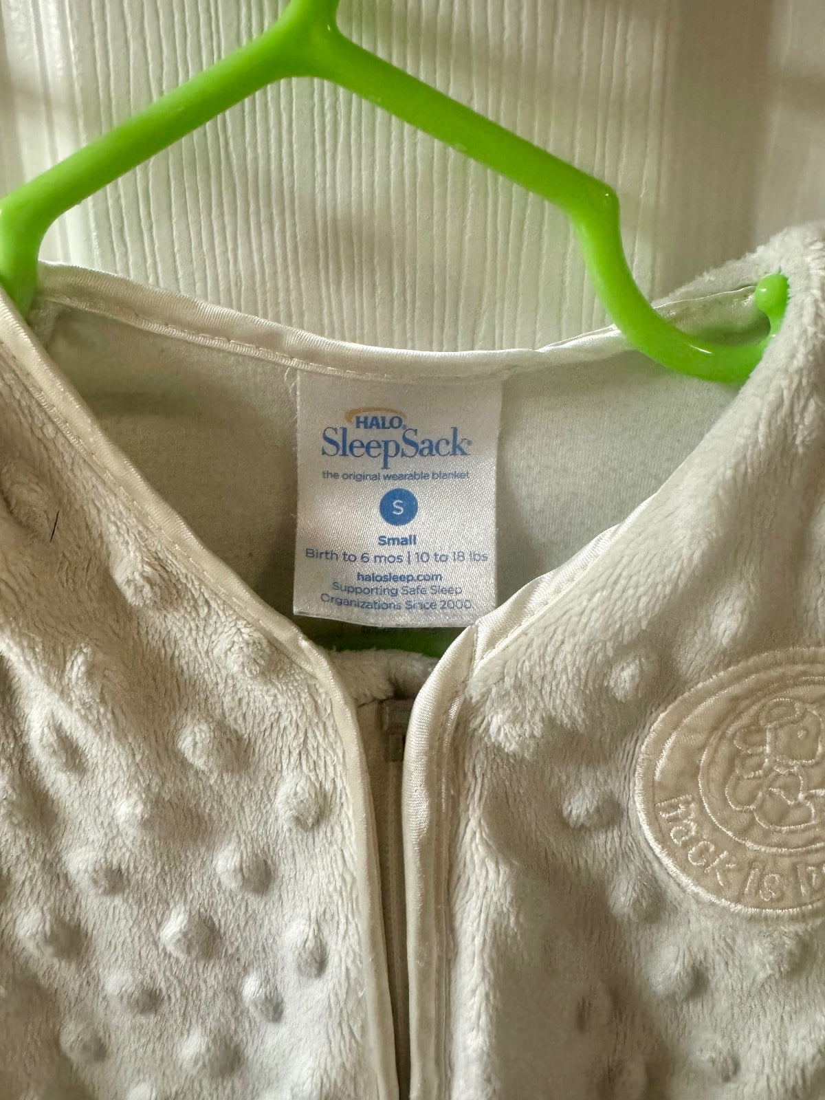 HALO SleepSack Plush Dot Cream Small 0-6M Wearable Blanket
