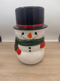 Yankee Candle Snowman Ceramic Jar Holder Top Hat Preowned