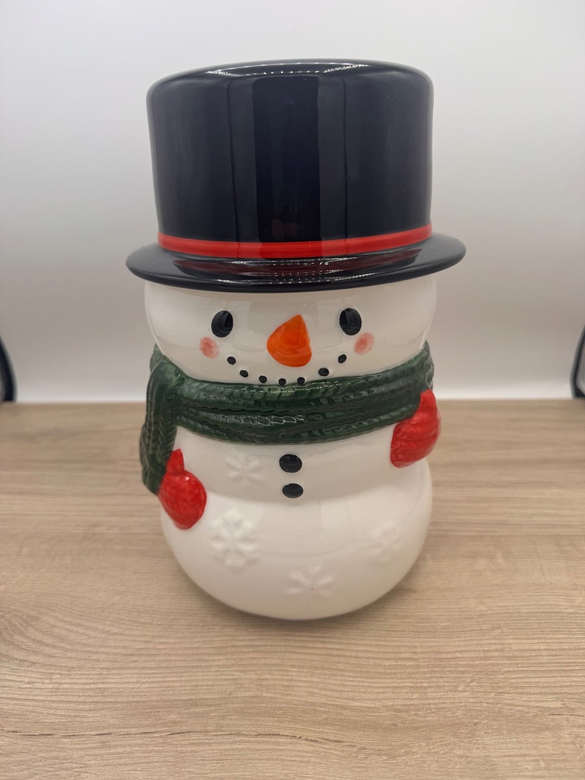 Yankee Candle Snowman Ceramic Jar Holder Top Hat Preowned