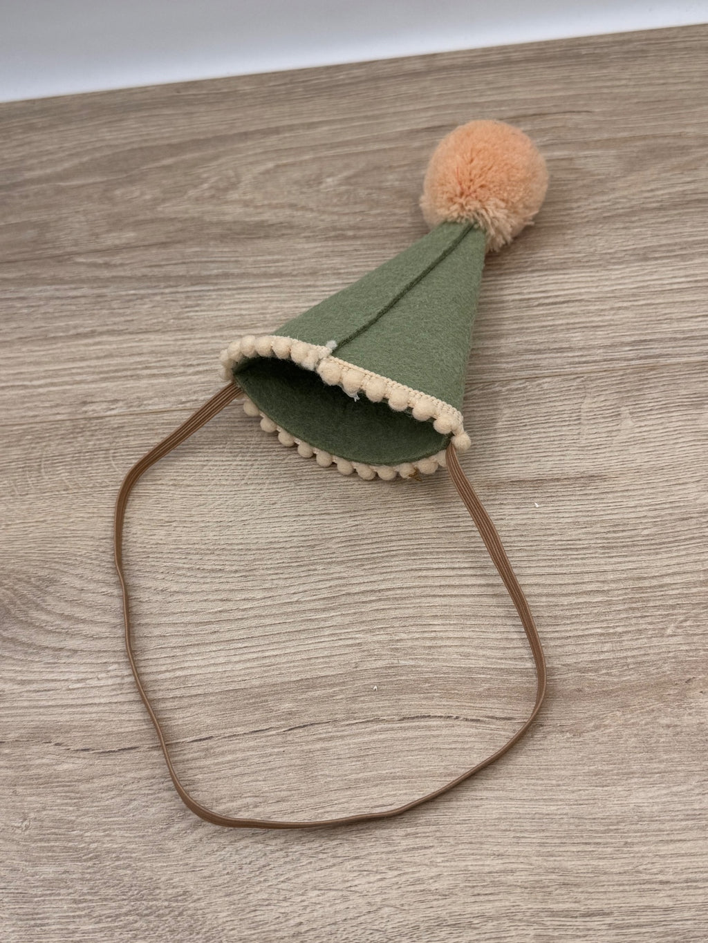 Baby 1/2 Birthday Felt Party Hat Green Pom Pom Half Birthday