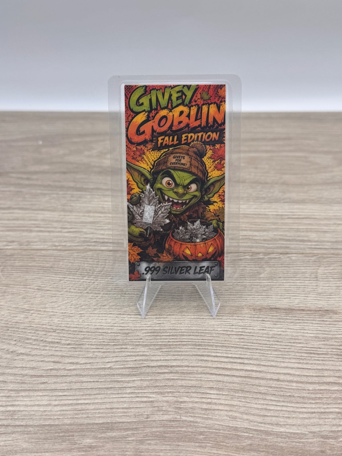 Givey Goblin Fall Edition .999 Silver Leaf Fan Art Card