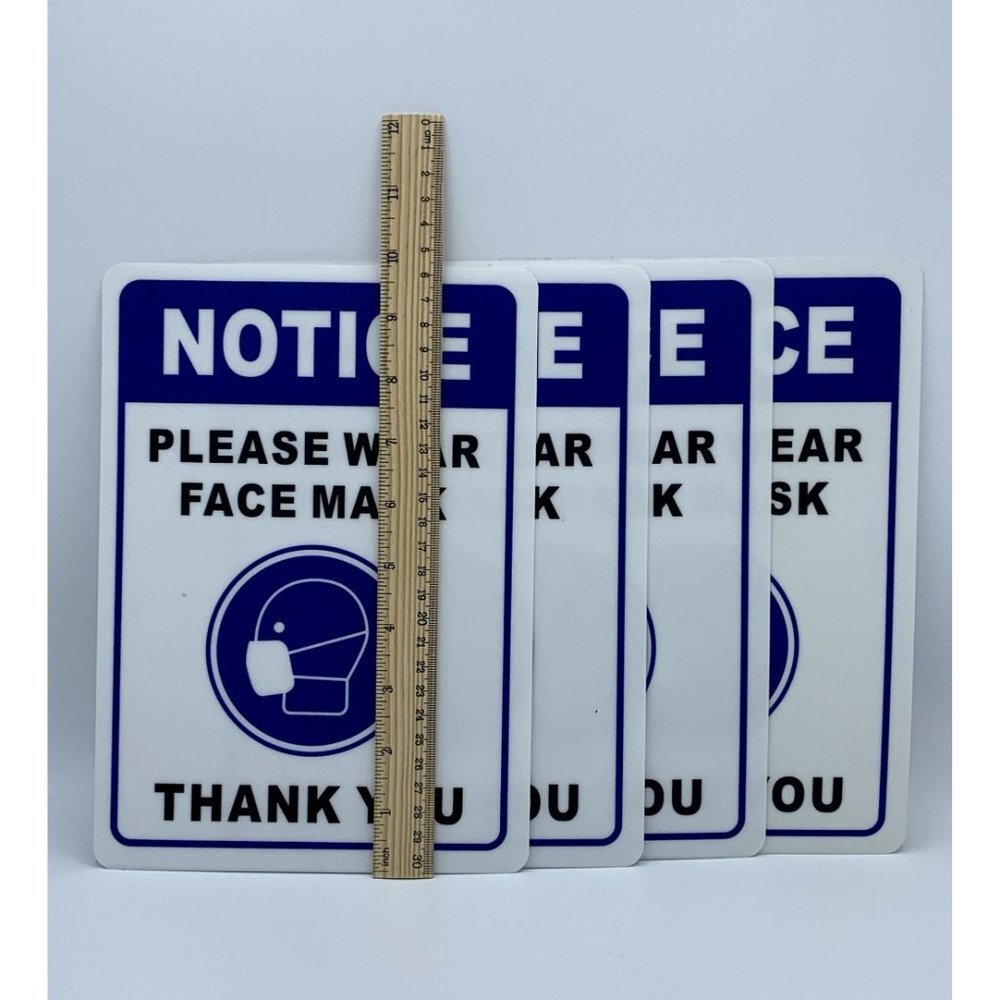 Face Mask Sign Notice. Plastic 7in x 10in, 4 pack