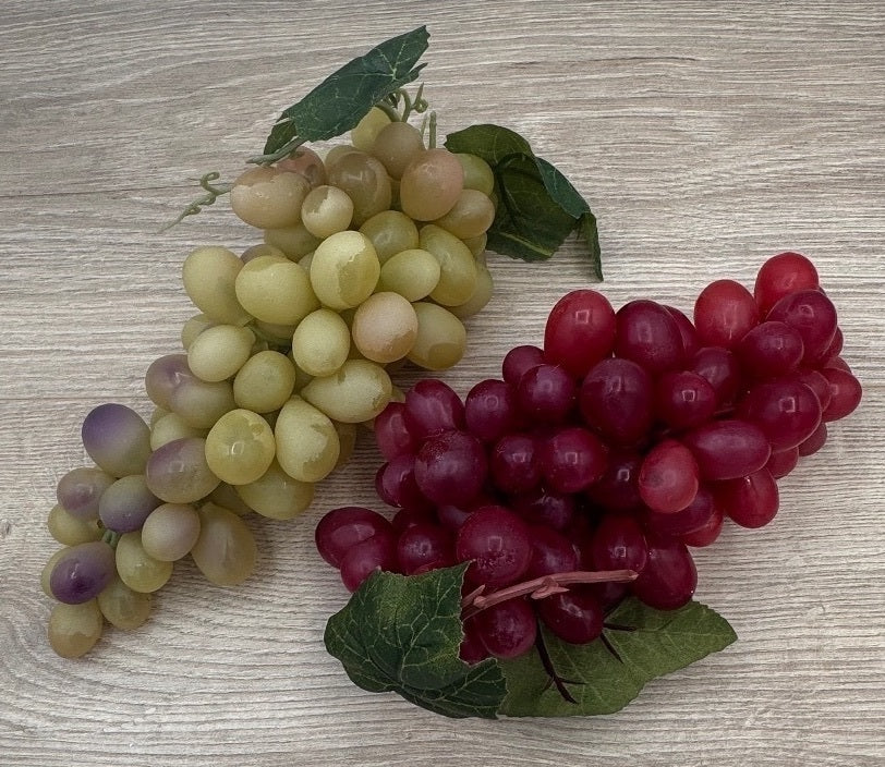 6 Large Faux Grape Clusters Red Green Rubber Fruit Decor
