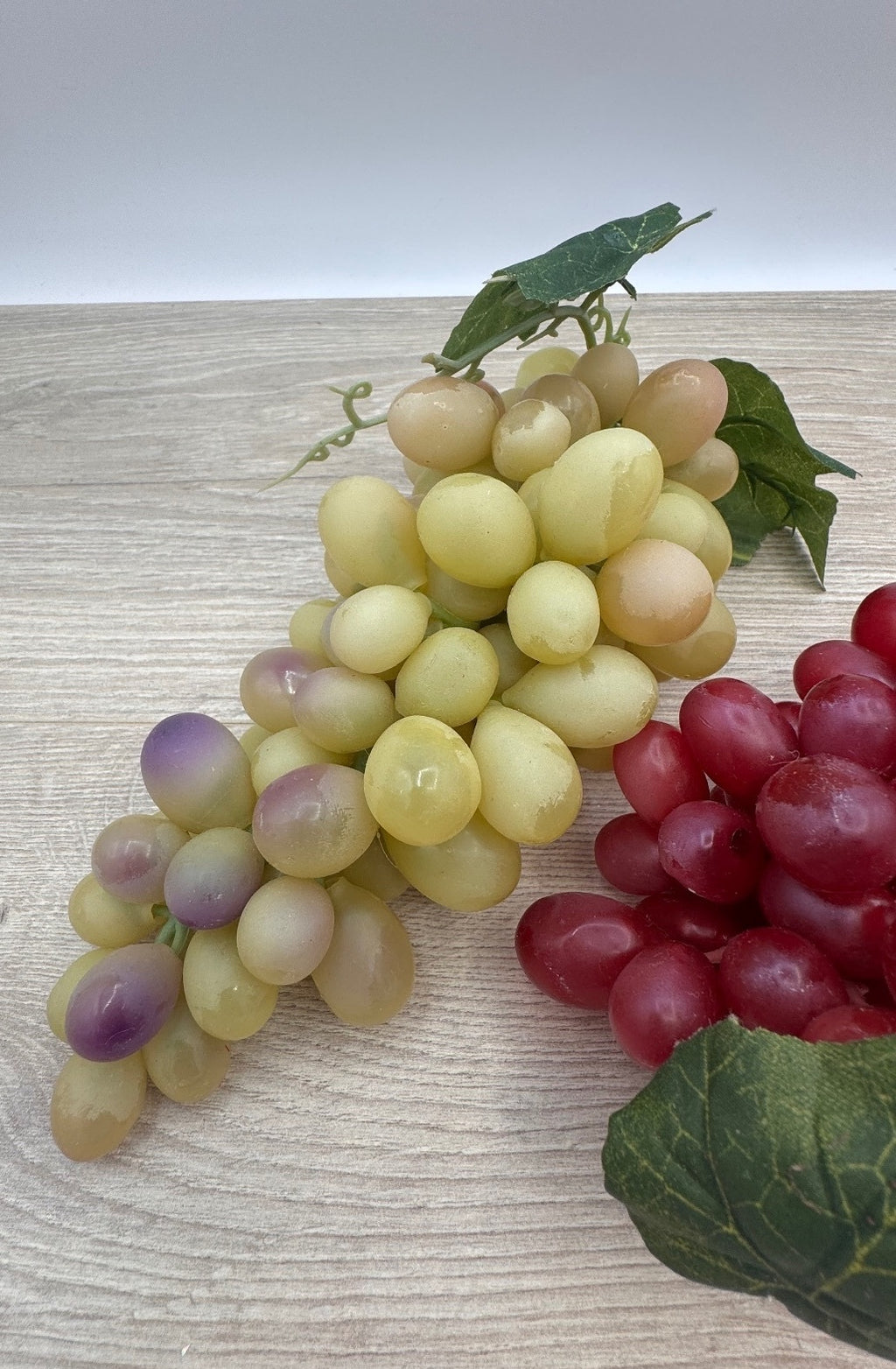 6 Large Faux Grape Clusters Red Green Rubber Fruit Decor