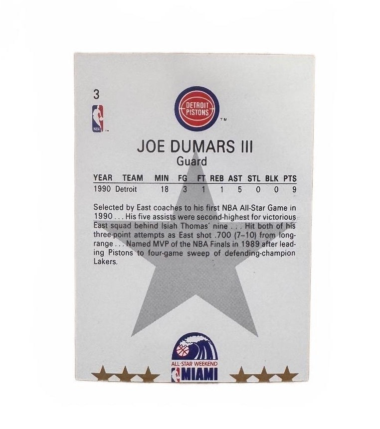 1990 NBA Hoops Joe Dumars All-Star #3 Factory Miscut Error