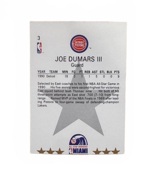 1990 NBA Hoops Joe Dumars All-Star #3 Factory Miscut Error