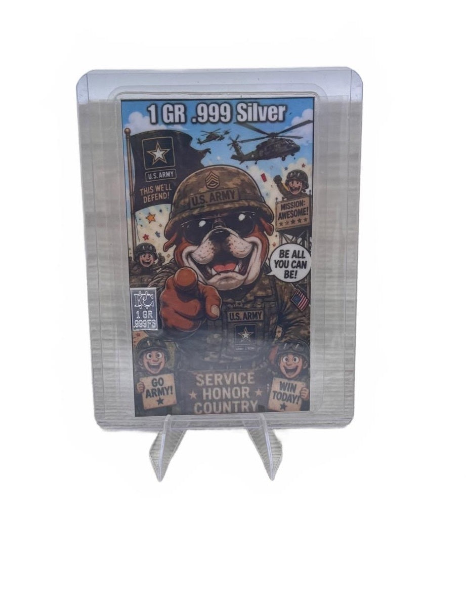 U.S. Army Dog 1 Grain .999 Silver Fan Art Cards Lot of 2