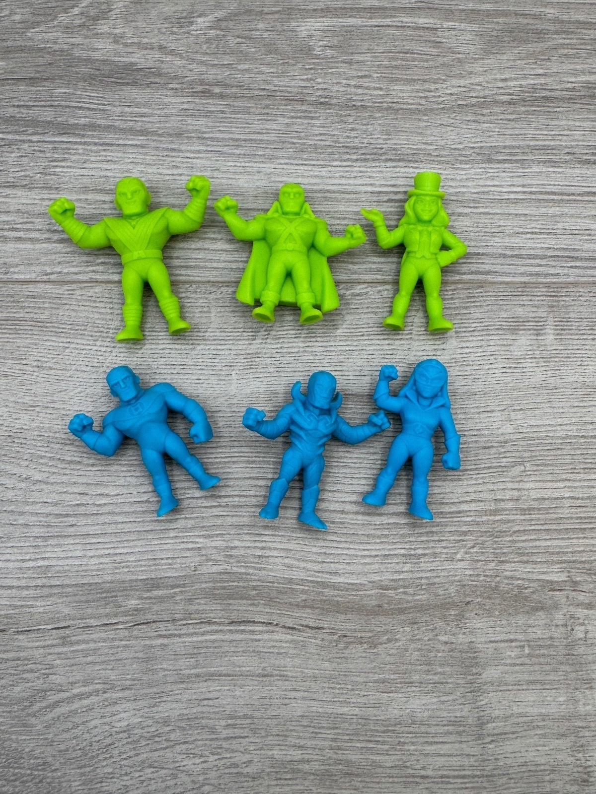 DC Comics Super Hero Mini Figure Lot of 6 Blue Green Kids Meal Toys, PreOwned