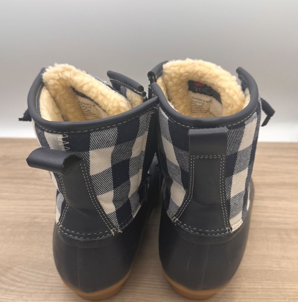 SERRA Women's Duck Boots Size 7 Black White Plaid 3M Thinsulate Winter Boots
