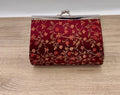 Burgundy Floral Brocade Kiss Lock Evening Purse Chain