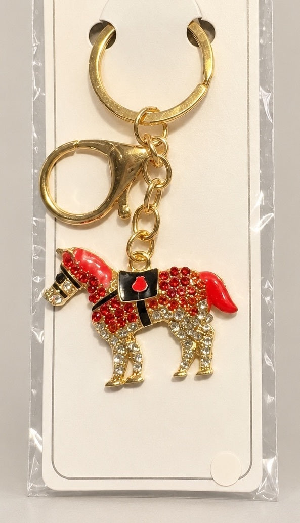 Rhinestone Horse Keychain Purse Charm Gold Tone New