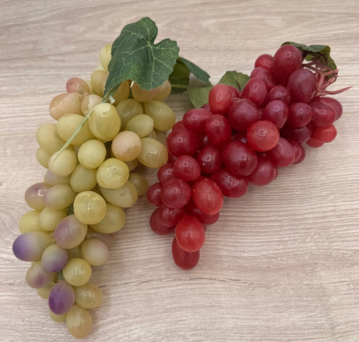 6 Large Faux Grape Clusters Red Green Rubber Fruit Decor